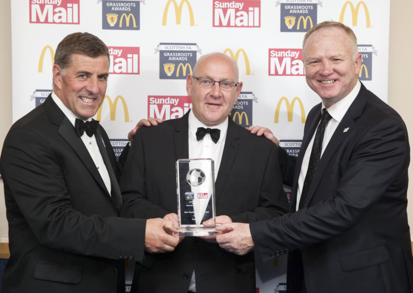 McDonald's Grassroots Awards - Best Volunteer in Youth Football Peter Frame from Loanhead, with Mark McGhee (left) and Alex McLeish